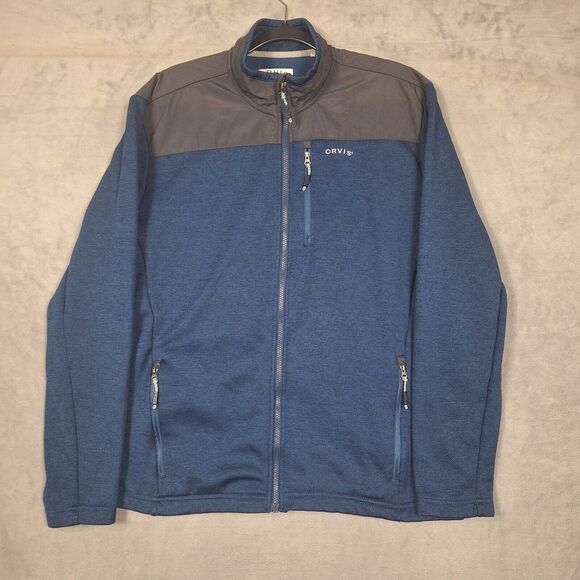 Orvis Jacket Mens large Blue Gray Full Zip Fleece Outdoor - Picture 1 of 8
